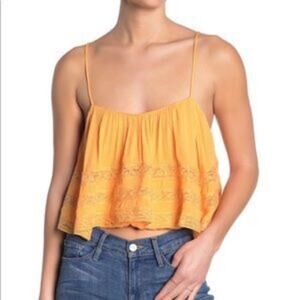 Free People Home Again crop Cami with lace inserts